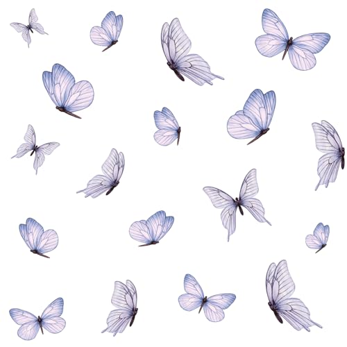 Wandaufkleber Set 18 Schmetterlinge auf 3 Din A4 Bögen Wandsticker für Kinderzimmer Wohnzimmer Deko Aufkleber Wandtattoo selbstklebend Y060 (Nr. 7 Lila) von yabaduu