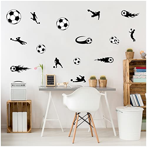 Wandsticker 3 Din A4 Bögen Wandtattoo für Jugendzimmer Kinderzimmer Wohnzimmer Wandbild Mädchen Junge Teenager selbstklebend Y065 (Ohne Wunschname, 10 Fußball) von yabaduu