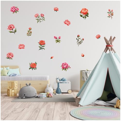 Wandsticker personalisiert Sticker Aquarell Tiere mit Name Wandtattoo für Kinderzimmer Babyzimmer Spielzimmer Mädchen Junge Y037 (Nr. 1 Blumen, Ohne Wunschname) von Finest Folia