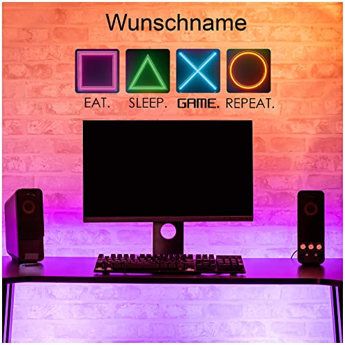 Wandsticker personalisiert mit Name Wandtattoo für Jugendzimmer Kinderzimmer Wohnzimmer Wandbild Mädchen Junge Teenager selbstklebend Y065 (Mit Wunschname, 02 Gamer 1) von yabaduu