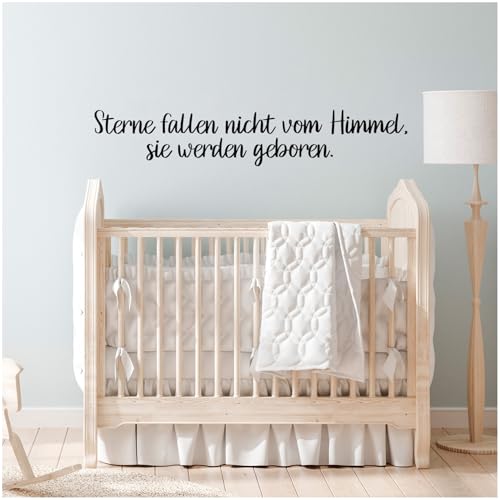 Wandtattoo Schrift Sprüche Zitate für Kinderzimmer Babyzimmer Aufkleber Folie Schwarz Matt Deko Selbstklebend YX036-01 (Sterne fallen nicht vom Himmel) von yabaduu