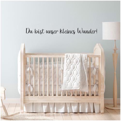 Wandtattoo Schrift Sprüche Zitate für Kinderzimmer Babyzimmer Aufkleber Folie Schwarz Matt Deko Selbstklebend YX036-07 (Du bist unser kleines Wunder) von yabaduu