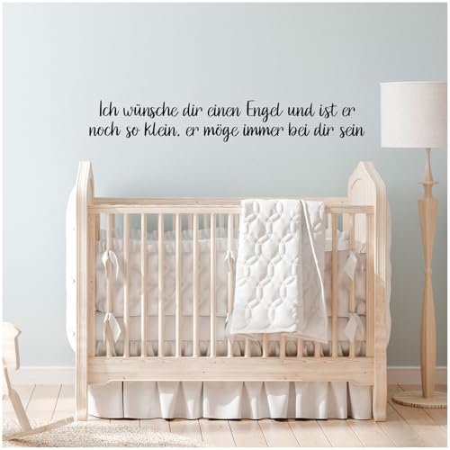 Wandtattoo Schrift Sprüche Zitate für Kinderzimmer Babyzimmer Aufkleber Folie Schwarz Matt Deko Selbstklebend YX036-08 (Ich wünsche dir einen Engel) von yabaduu