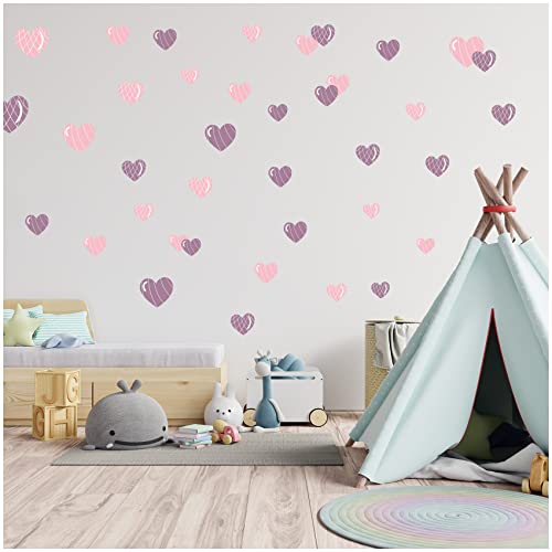 Wandsticker personalisiert Sticker Aquarell Tiere mit Name Wandtattoo für Kinderzimmer Babyzimmer Spielzimmer Mädchen Junge Y037 (Nr. 26 Herzen, Ohne Wunschname) von Finest Folia