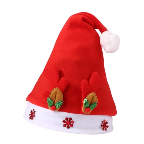 yabaikekeji Bequeme Weihnachtsmannmütze für Kinder, Weihnachts-Kopfbedeckung mit Geweih und Schneeflocke, stilvolle Party-Urlaubsdekoration yabaikekeji Bequeme Weihnachtsmannmütze für Kinder, Weihnachts-Kopfbedeckung mit Geweih und Schneeflocke, stilvolle Party-Urlaubsdekoration von yabaikekeji