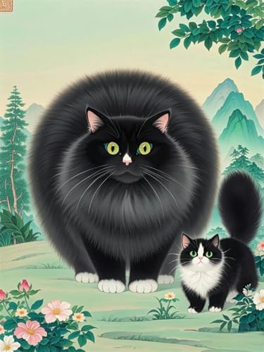 yade-show 11CT Kreuzstich-Set mit aufgedrucktem Design, ideal für fortgeschrittene DIY-Stickereien (Katze, K)-40X50CM von yade-show