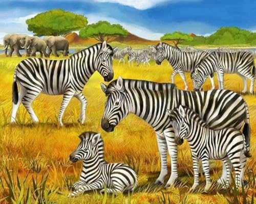 yade-show Gestempeltes Kreuzstich-Set, 11CT bedruckt, für Anfänger, Kreuzstich, DIY, Erwachsene, einfache, Tier, Zebra,40X50CM von yade-show