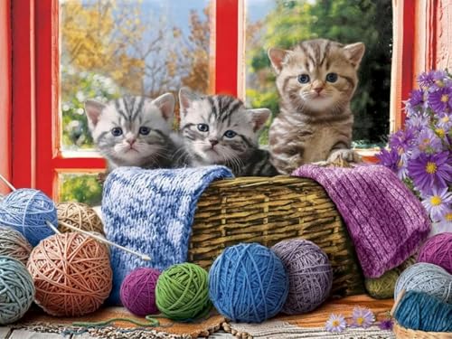 yade-show Kreuzstich-Set für Erwachsene, 11CT Stickerei für Anfänger, Fortgeschrittene, handgefertigt, Heimdekoration, Garn, Ei, Katze,40X50CM von yade-show