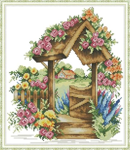 yade-show Kreuzstich-Stickset, Muster bedruckt, 11 ct, Blumentor, Wunderland, bedruckt, DIY-Wandkunst, Handarbeitsset, 40 x 50 cm yade-show Kreuzstich-Stickset, Muster bedruckt, 11 ct, Blumentor, Wunderland, bedruckt, DIY-Wandkunst, Handarbeitsset, 40 x 50 cm von yade-show