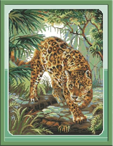 yade-show Kreuzstich-Stickset, Muster bedruckt, 11 ct, Dschungel-Leoparden-Muster, DIY-Wandkunst, Handarbeitsset, 40 x 50 cm yade-show Kreuzstich-Stickset, Muster bedruckt, 11 ct, Dschungel-Leoparden-Muster, DIY-Wandkunst, Handarbeitsset, 40 x 50 cm von yade-show