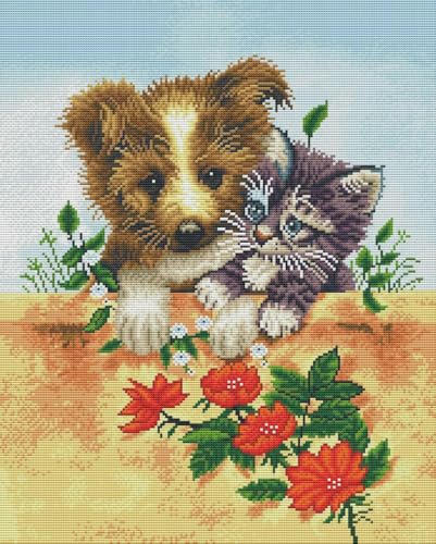 yade-show Kreuzstich-Stickset, Muster bedruckt, 11 ct, Katze, Hund, Blume, bedruckt, DIY-Wandkunst, Handarbeitsset, 40 x 50 cm yade-show Kreuzstich-Stickset, Muster bedruckt, 11 ct, Katze, Hund, Blume, bedruckt, DIY-Wandkunst, Handarbeitsset, 40 x 50 cm von yade-show