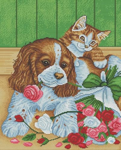 yade-show Kreuzstich-Stickset, Muster bedruckt, 11 ct, Katze, Hund, Blume, bedruckt, DIY-Wandkunst, Handarbeitsset, 40 x 50 cm yade-show Kreuzstich-Stickset, Muster bedruckt, 11 ct, Katze, Hund, Blume, bedruckt, DIY-Wandkunst, Handarbeitsset, 40 x 50 cm von yade-show