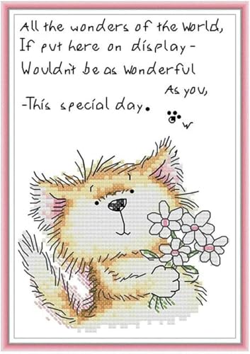 yade-show Kreuzstich-Stickset, Muster bedruckt, 11 ct, Katze mit Blumen, bedruckt, DIY-Wandkunst, Handarbeitsset, 40 x 50 cm yade-show Kreuzstich-Stickset, Muster bedruckt, 11 ct, Katze mit Blumen, bedruckt, DIY-Wandkunst, Handarbeitsset, 40 x 50 cm von yade-show