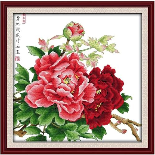 yade-show Kreuzstich-Stickset, Muster bedruckt, 11 ct, Pfingstrosenblume, bedruckt, DIY-Wandkunst, Handarbeitsset, 40 x 50 cm yade-show Kreuzstich-Stickset, Muster bedruckt, 11 ct, Pfingstrosenblume, bedruckt, DIY-Wandkunst, Handarbeitsset, 40 x 50 cm von yade-show