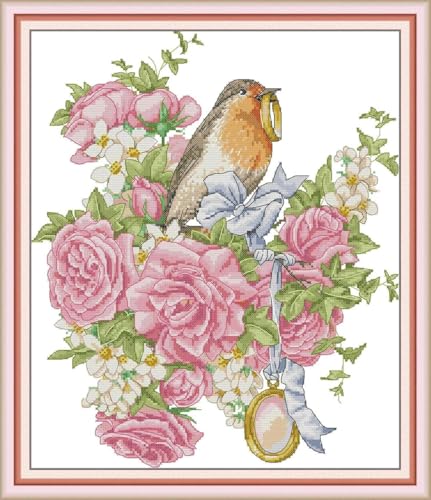 yade-show Kreuzstich-Stickset, Muster bedruckt, 11 ct, Ring, Blume, Vogel, bedruckt, DIY-Wandkunst, Handarbeitsset, 40 x 50 cm yade-show Kreuzstich-Stickset, Muster bedruckt, 11 ct, Ring, Blume, Vogel, bedruckt, DIY-Wandkunst, Handarbeitsset, 40 x 50 cm von yade-show