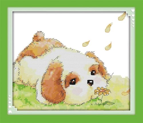 yade-show Kreuzstich-Stickset, Muster bedruckt, 11 ct, Sonnenblume, niedlicher Tierwelpe, bedruckt, DIY-Wandkunst, Handarbeitsset, 40 x 50 cm yade-show Kreuzstich-Stickset, Muster bedruckt, 11 ct, Sonnenblume, niedlicher Tierwelpe, bedruckt, DIY-Wandkunst, Handarbeitsset, 40 x 50 cm von yade-show