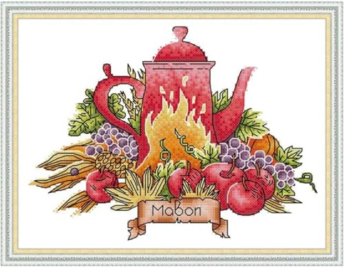 yade-show Kreuzstich-Stickset, Muster bedruckt, 11 ct, Teekanne, rot, Mobon, bedruckt, DIY-Wandkunst, Handarbeitsset, 40 x 50 cm yade-show Kreuzstich-Stickset, Muster bedruckt, 11 ct, Teekanne, rot, Mobon, bedruckt, DIY-Wandkunst, Handarbeitsset, 40 x 50 cm von yade-show