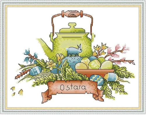 yade-show Kreuzstich-Stickset, Muster bedruckt, 11 ct, Teekannen-Serie, Ei-Druck, DIY-Wandkunst, Handarbeitsset, 40 x 50 cm yade-show Kreuzstich-Stickset, Muster bedruckt, 11 ct, Teekannen-Serie, Ei-Druck, DIY-Wandkunst, Handarbeitsset, 40 x 50 cm von yade-show