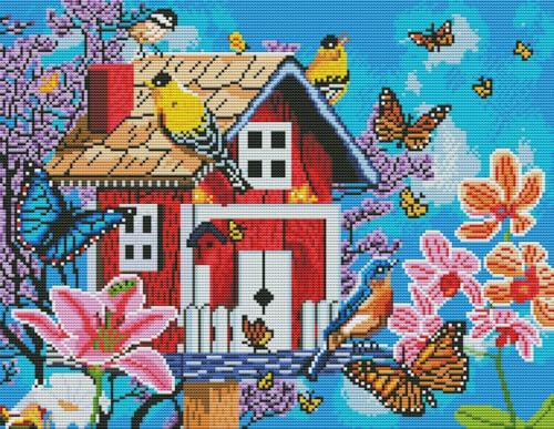 yade-show Kreuzstich-Stickset, Muster bedruckt, 11 ct, Vogelhaus und Schmetterlingsblumen, bedruckt, DIY-Wandkunst, Handarbeitsset, 40 x 50 cm yade-show Kreuzstich-Stickset, Muster bedruckt, 11 ct, Vogelhaus und Schmetterlingsblumen, bedruckt, DIY-Wandkunst, Handarbeitsset, 40 x 50 cm von yade-show