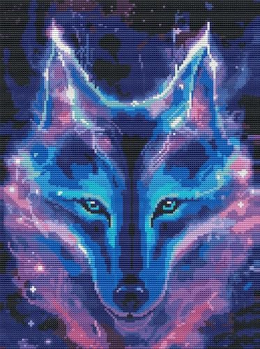 yade-show Kreuzstich-Stickset, Muster gedruckt, 11 ct, Fantasie-Tier, Wolf, bedruckt, DIY-Wandkunst, Handarbeitsset, 40 x 50 cm von yade-show