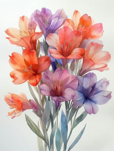 yade-show Kreuzstichmuster gedruckt, 11CT Kreuzstich-Stickset, fortgeschrittenes DIY-Musterdruck-Stickmuster, gestempeltes Stick-Starter-Set (Blumenillustration, H)-40X50CM von yade-show