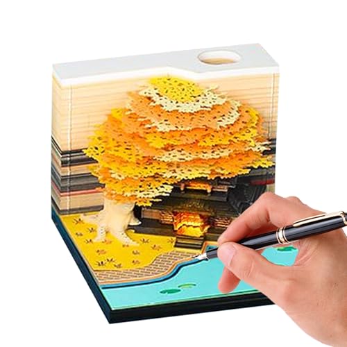 yakermur 3D-Kalender – Kalender Skulptur aus Papier – Künstlerischer Notizblock Design Haus Baum mit Lichtern und abnehmbaren Seiten für Klassenzimmer, Urlaub, Transport, Sport, Lehrer zu Hause von yakermur