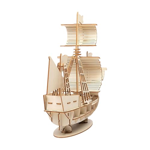 yakermur Bausteine-Set,Baustein-Set,Holzbausatz zum Sammeln, Bootsmodell - Lustige Tisch-Puzzleblöcke, BAU-DIY-Sets für Bücherregal-Schreibtisch von yakermur