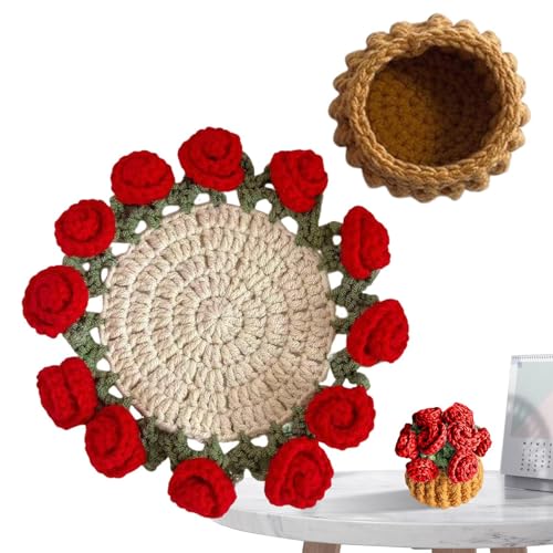 yakermur Geflochtene Untersetzer - Große Häkelblumen Untersetzer,Weiches Vintage Design Set Für Geburtstag Hotel Zuhause Schreibtisch Tisch von yakermur
