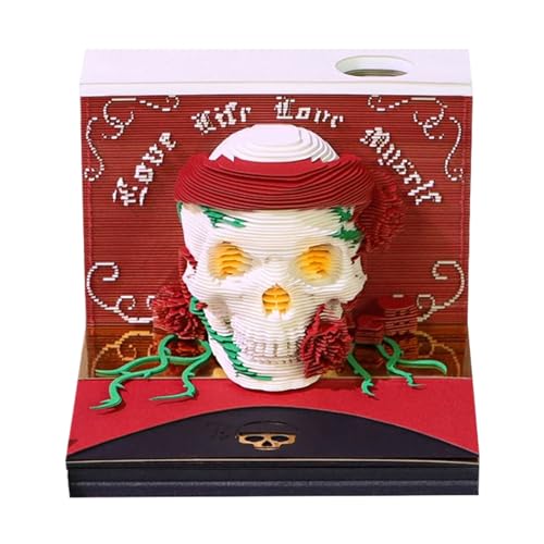 yakermur Kalender mit Seiten zum Abreißen, 3D-Papierskulptur-Kunst, Notizblock, abnehmbarer Kalender, Halloween-Schädel, Wochenorganisationsbedarf, Bürodekoration yakermur Kalender mit Seiten zum Abreißen, 3D-Papierskulptur-Kunst, Notizblock, abnehmbarer Kalender, Halloween-Schädel, Wochenorganisationsbedarf, Bürodekoration von yakermur