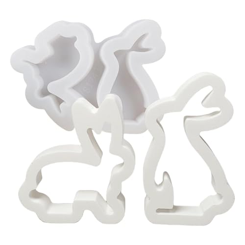 yakermur Kaninchen Silikonform, Hasenform aus Silikon, Zementform, hohle Hasenform, Ornament Silikonformen aus Harz, Epoxidharz-Formen für Osterdekoration von yakermur