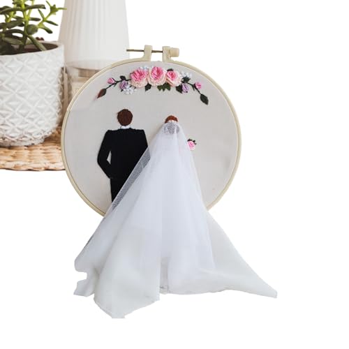 yakermur Paar Stickerei Set Hochzeit Stickerei Set | Punsch Nadel Set | Punsch Nadel Set | Punsch Nadel Set mit Reifen und Anleitung für das Paar Anfänger von yakermur