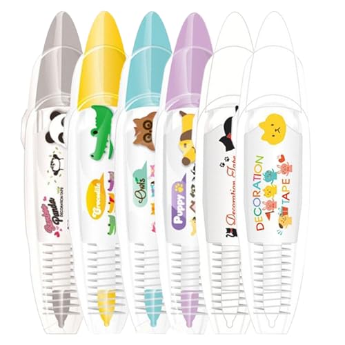 yakermur Roller Tape Stift, dekorative Stifte für Kinder | Korrekturbandstift | Roller-Spitzen-Design, Cartoon Muster Spitzendekoration Scrapbooking Stickers Diary Decor für Kartenherstellung von yakermur
