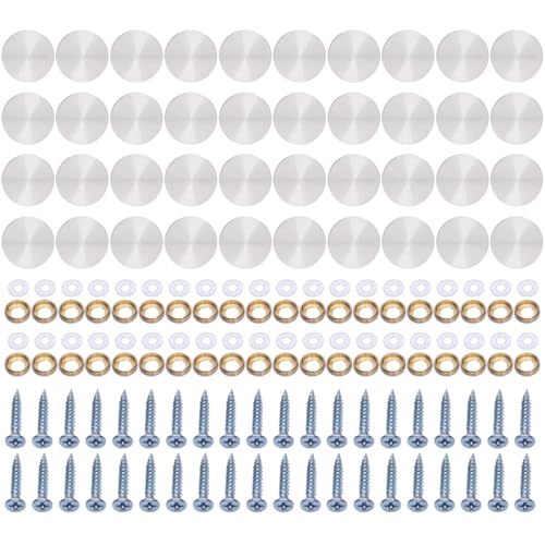 40 Stück Glas-Schraubkappen, Stahl, dekorative Abdeckungen, Wanddekoration, Befestigungselemente, einfach zu verwenden, für Bad und Küche 40 Stück Glas-Schraubkappen, Stahl, dekorative Abdeckungen, Wanddekoration, Befestigungselemente, einfach zu verwenden, für Bad und Küche von yanwuwa