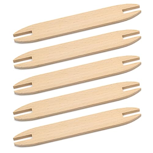 5 Stück Webstäbe, unlackierte Holzweberei Shuttles zum Weben, Stricken, Pullover, Schals, Teppiche, Tapisserie, Bastelprojekte von yanwuwa