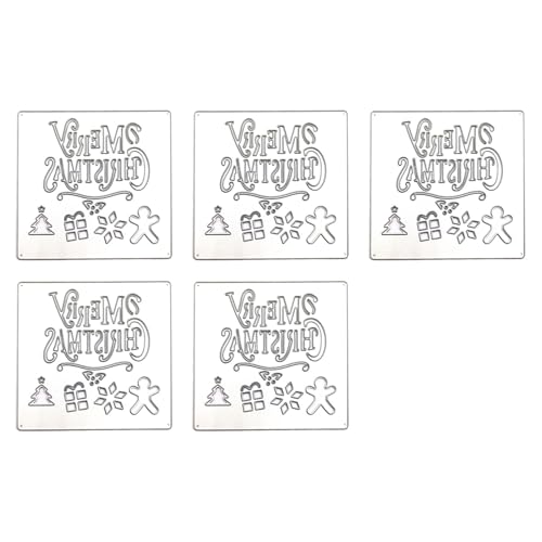 5 x Stanzformen mit Aufschrift "Merry Christmas", Prägeschablonen, Weihnachten, Metall, Stanzformen für Scrapbooking, Kartendekoration von yanwuwa