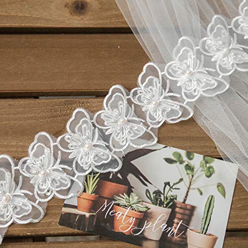 91 cm für Schmetterlinge besticktes Spitzenband mit Perlen, Nähapplikation, Schmetterlingsspitze, Stickerei, doppellagig, Aufnäher, weiß, Blumenstickerei, Applikation, Perlen, Tüll auf 91 cm für Schmetterlinge besticktes Spitzenband mit Perlen, Nähapplikation, Schmetterlingsspitze, Stickerei, doppellagig, Aufnäher, weiß, Blumenstickerei, Applikation, Perlen, Tüll auf von yanwuwa
