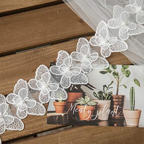 yanwuwa 91 cm besticktes Spitzenband mit Perlen zum Nähen, Applikation, Schmetterlingsspitzen-Applikation, doppelschichtige Aufnäher, zum Nähen, weiße Blumenstickerei, Applikation, Perlen-Tüll auf, yanwuwa 91 cm besticktes Spitzenband mit Perlen zum Nähen, Applikation, Schmetterlingsspitzen-Applikation, doppelschichtige Aufnäher, zum Nähen, weiße Blumenstickerei, Applikation, Perlen-Tüll auf, von yanwuwa