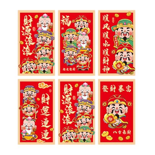 Briefumschläge für traditionelles Frühlingsfest 2025, Schlangenjahr, Geldpakete, Papiertüte, Hongbao für Neujahr, 6 Stück von yanwuwa