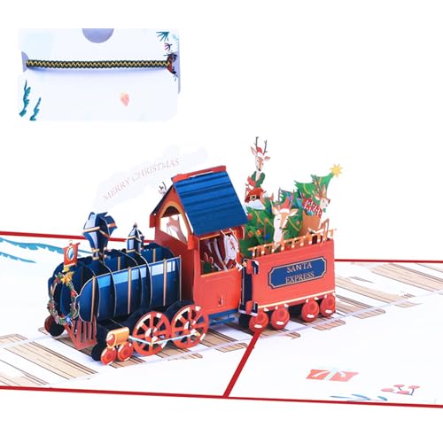 Einzigartige 3D-Weihnachtszug-Grußkarte, handgefertigte Karte mit geflochtenem Spezialschmuck für Freunde und Familie Einzigartige 3D-Weihnachtszug-Grußkarte, handgefertigte Karte mit geflochtenem Spezialschmuck für Freunde und Familie von yanwuwa