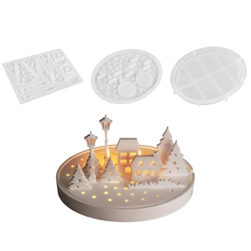Flexibles Silikonform-Set zum Basteln von Straßenszenen, Kerzenhaltern und Nachtlichtern mit Bäumen und Häusern Flexibles Silikonform-Set zum Basteln von Straßenszenen, Kerzenhaltern und Nachtlichtern mit Bäumen und Häusern von yanwuwa