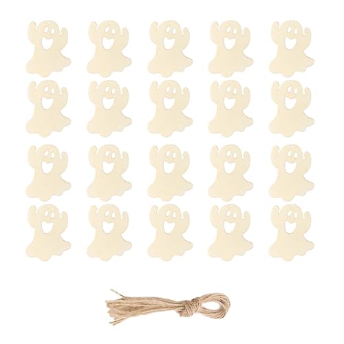 Halloween-Ornamente aus Holz, handgefertigt, Bastelzubehör mit einfachem Aufhänge-Design, für Festival-Dekoration, handgefertigt, Halloween, zum Aufhängen, 20 Stück von yanwuwa