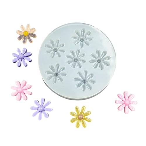 Premium-Silikonform für Schmuckherstellung, mit 6 Blumen-Designs, Rosen-, Gänseblümchen-, Tannenzapfen, Blumenformen, hohe Temperaturbeständigkeit von yanwuwa