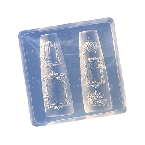 Set mit 2 Stück / 1 Stück Silikon-Nagelkunstformen mit geprägtem Rahmendesign für handgefertigte Nageldekorationen von yanwuwa