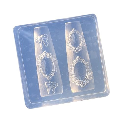 Set mit 2 Stück / 1 Stück Silikon-Nagelkunstformen mit geprägtem Rahmendesign für handgefertigte Nageldekorationen von yanwuwa