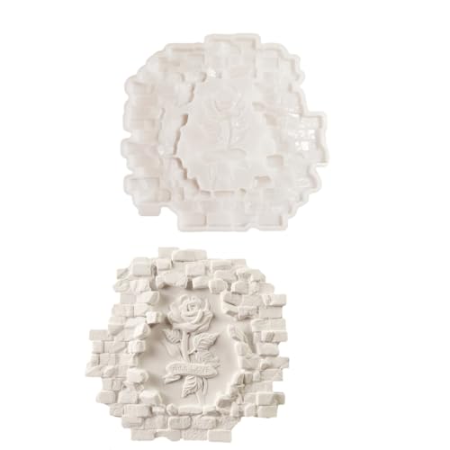 Silikonform mit Rosenblüten in Ziegelwänden, für Epoxidharze, Basteln und Heimwerker, Wanddekorationen, Kunstprojekte, antihaftbeschichtet, wiederverwendbar von yanwuwa