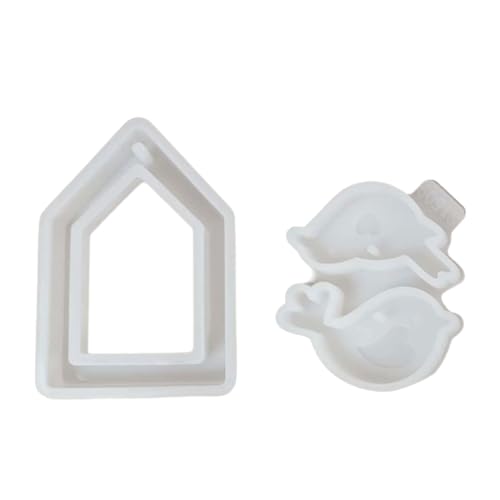 Silikonform mit Vogelanhänger, Motiv: Haus mit Vogel, handgefertigt, Seife, Gießformen für Heimdekorationen, 2 Stück Silikonform mit Vogelanhänger, Motiv: Haus mit Vogel, handgefertigt, Seife, Gießformen für Heimdekorationen, 2 Stück von yanwuwa
