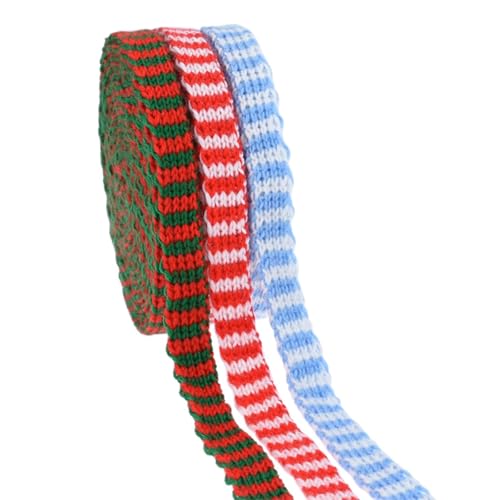 Weihnachtsbänder in 3 Farben, geflochtenes Wollstrickband, dekorative Bänder für Haarschleifen, Wickeldekoration Weihnachtsbänder in 3 Farben, geflochtenes Wollstrickband, dekorative Bänder für Haarschleifen, Wickeldekoration von yanwuwa