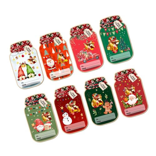 Weihnachtskarten-Set, stilvolle Einmachglas-Form, bunte Grußkarte für Feiertage, Feiern von yanwuwa