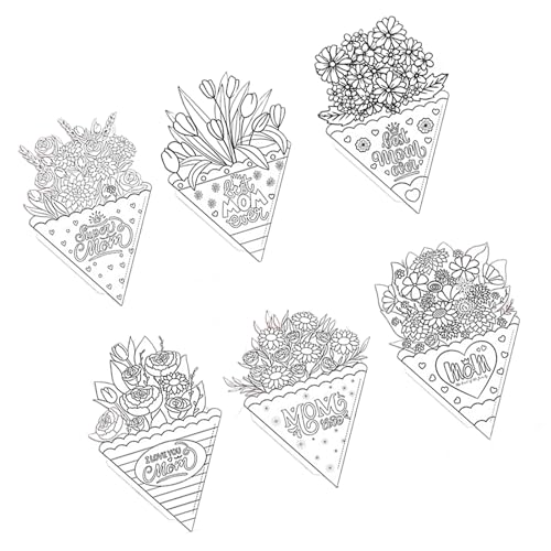 Wunderschön gestaltete Blumenstraußkarten, reich gemusterte Grußkarten, handgefertigt, Muttertag, Mutter, 6 Stück Wunderschön gestaltete Blumenstraußkarten, reich gemusterte Grußkarten, handgefertigt, Muttertag, Mutter, 6 Stück von yanwuwa