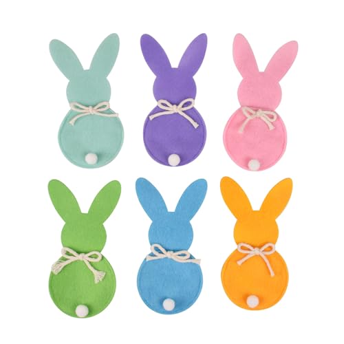 yanwuwa 6 Stück schöne Kaninchen-Utensilienhalter, Oster-Hasen-Form, Utensilienbeutel, Aufbewahrungshalter für kreative Tischdekoration yanwuwa 6 Stück schöne Kaninchen-Utensilienhalter, Oster-Hasen-Form, Utensilienbeutel, Aufbewahrungshalter für kreative Tischdekoration von yanwuwa
